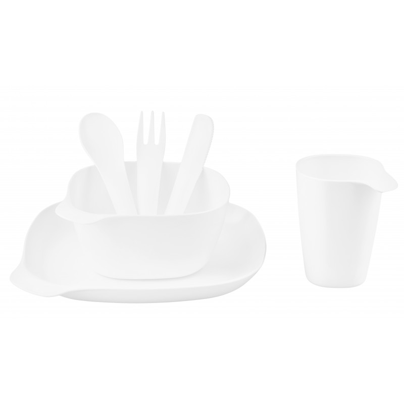 Set of 36 items  dish and cutlery color white