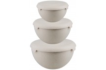 SET OF 1,5L, 3L, 6L BOWLS WITH LIDS WITH ORGANIC 35% BEIGE
