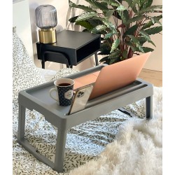 Stolik Składany Przenośny do Łóżka Ogrodu Taca na Śniadanie Plastik Szary