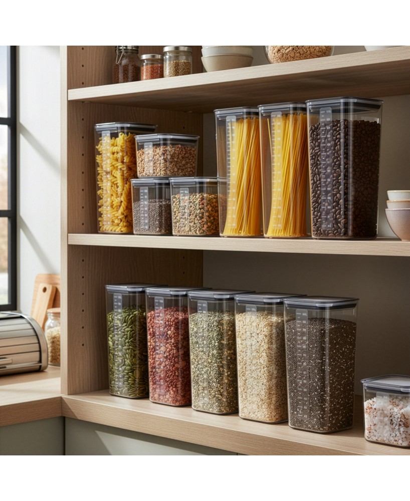 Pojemnik Kuchenny na Produkty Sypkie Przyprawy Plastikowy z Pokrywką 0,6 L